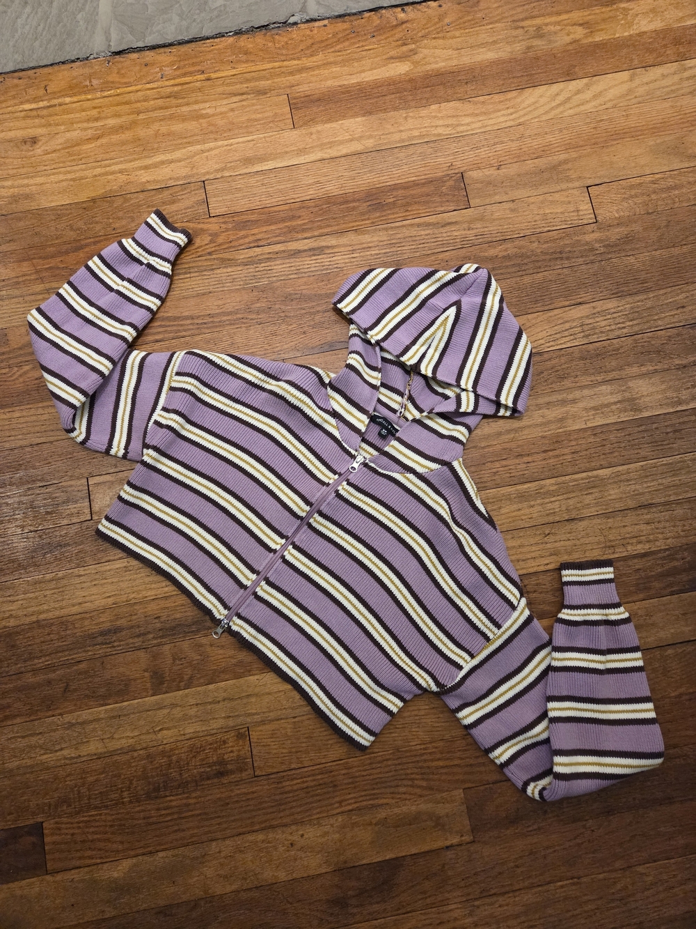 Kendall & Kylie Lavender Striped Zip-Up Hoodie